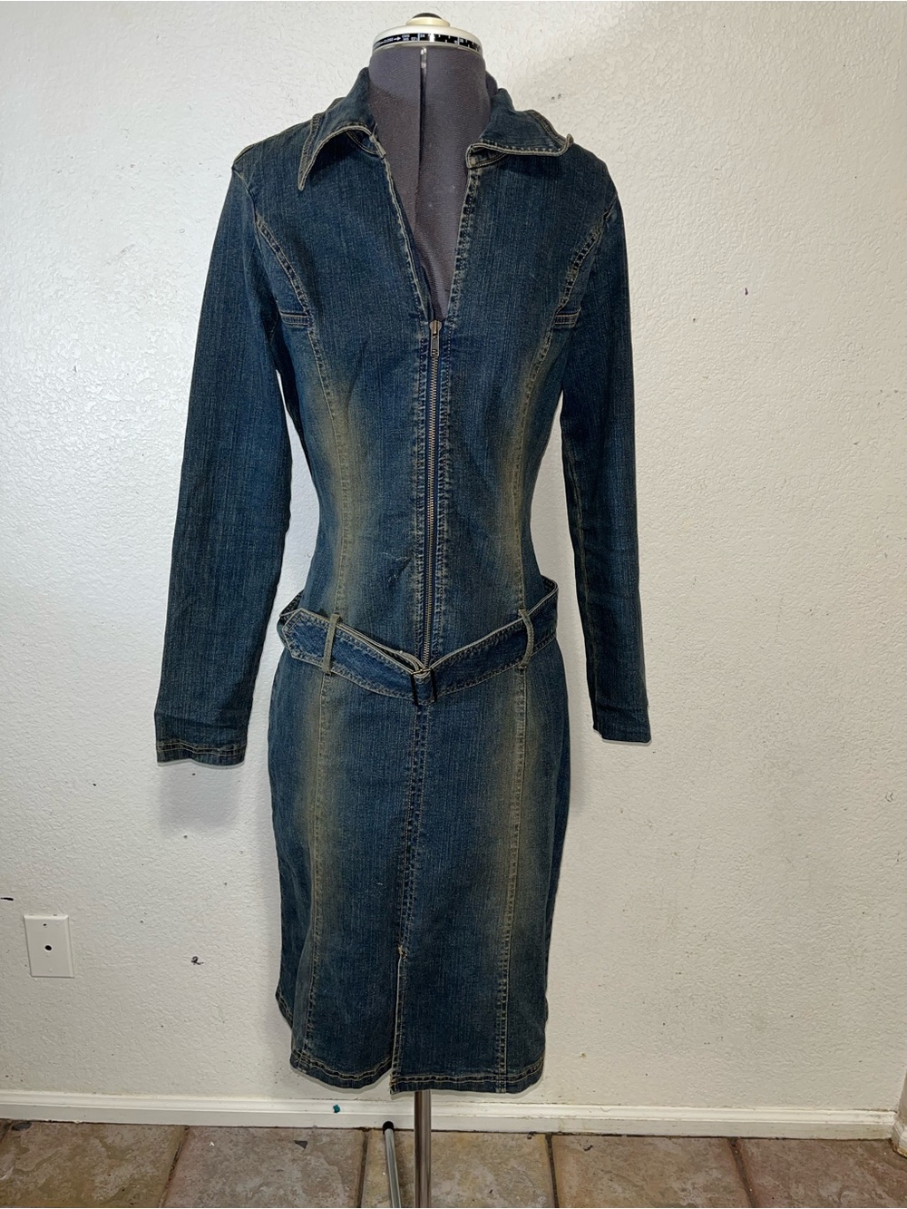 Hot Kiss VTG Y2K Red Label Denim Jacket Tag Dress